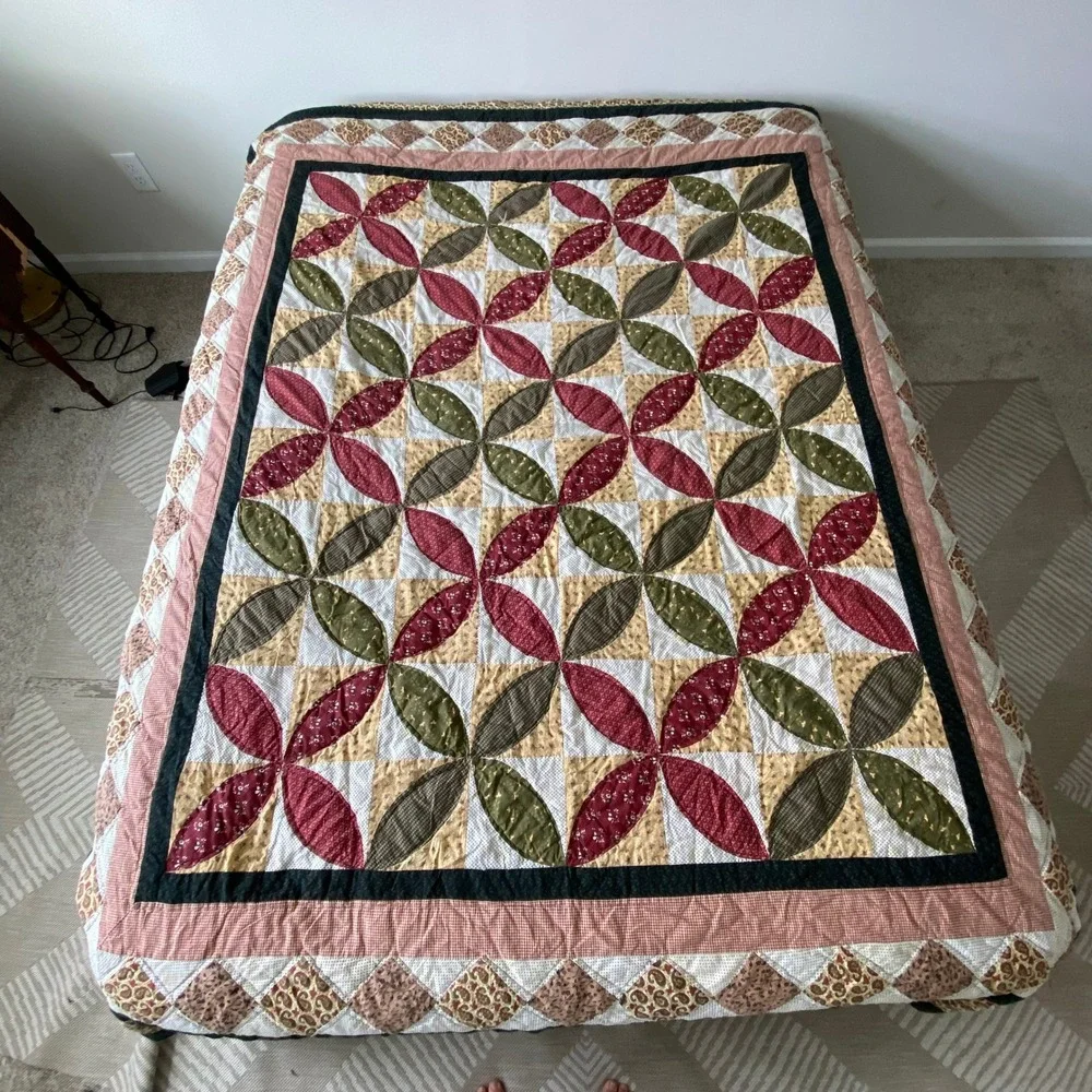 Civil War Handmade Patchwork Fall Colors Queen Quilt